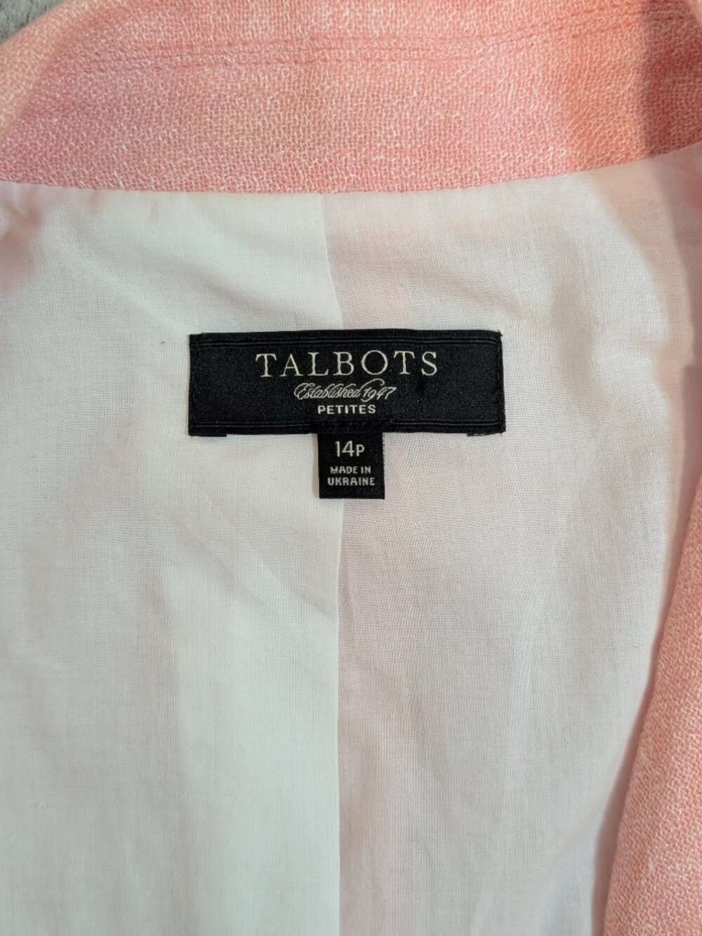 *SALE* Talbots Grace Linen Blend 3/4 Sleeve Blazer Soft Salmon 14P Quiet Luxury - Picture 12 of 16
